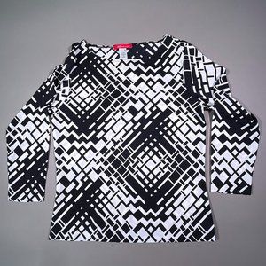 AK Anne Klein Black/White Graphic Top‎ Size PS